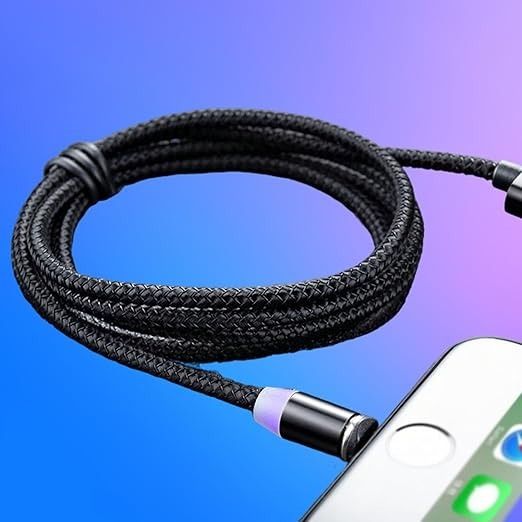 3-in-1 Magnetic Fast Charging Cable | Micro USB, Type-C &amp; iPhone | 360° Rotation | LED | 3A | Nylon Braided | Magnetic Charging Cables For Android &amp; IOS | Charging Cable For Mobile Phone ( Random Color ) View Gallery - Pakistan