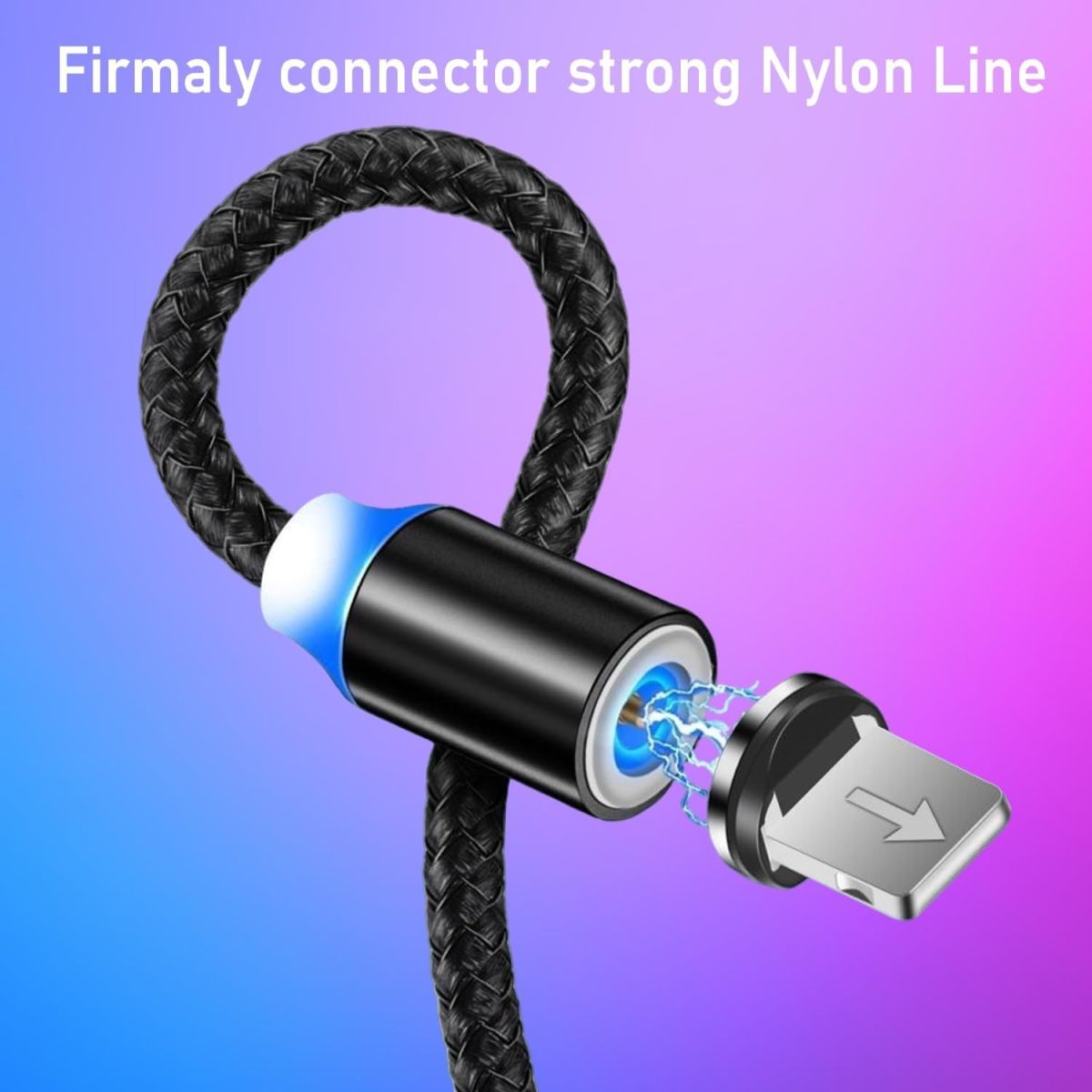 3-in-1 Magnetic Fast Charging Cable | Micro USB, Type-C &amp; iPhone | 360° Rotation | LED | 3A | Nylon Braided | Magnetic Charging Cables For Android &amp; IOS | Charging Cable For Mobile Phone ( Random Color ) View Gallery - Pakistan
