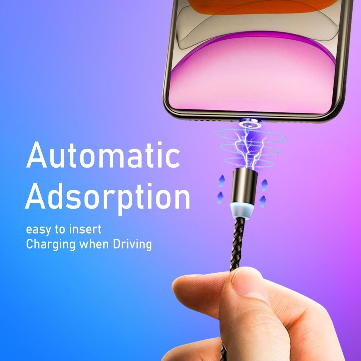 3-in-1 Magnetic Fast Charging Cable | Micro USB, Type-C &amp; iPhone | 360° Rotation | LED | 3A | Nylon Braided | Magnetic Charging Cables For Android &amp; IOS | Charging Cable For Mobile Phone ( Random Color ) View Gallery - Pakistan