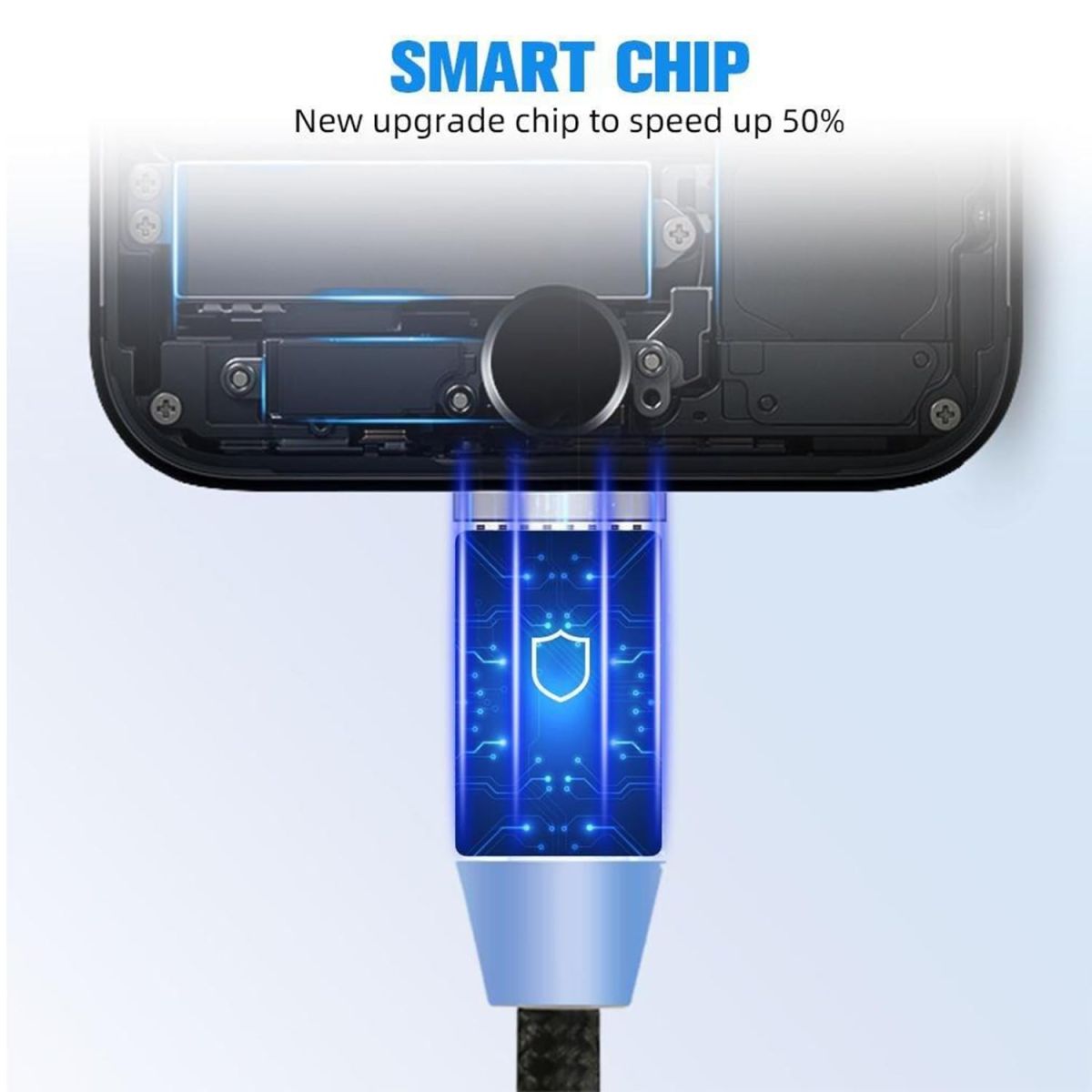 3-in-1 Magnetic Fast Charging Cable | Micro USB, Type-C &amp; iPhone | 360° Rotation | LED | 3A | Nylon Braided | Magnetic Charging Cables For Android &amp; IOS | Charging Cable For Mobile Phone ( Random Color ) View Gallery - Pakistan