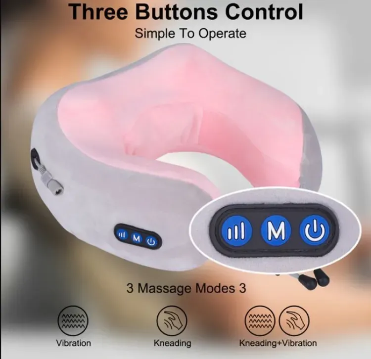 U Shaped Pillow Neck Massager USB Charging Portable Neck Shoulder Cervical Relaxing Massager Protector Outdoor Home Car View Gallery - Pakistan