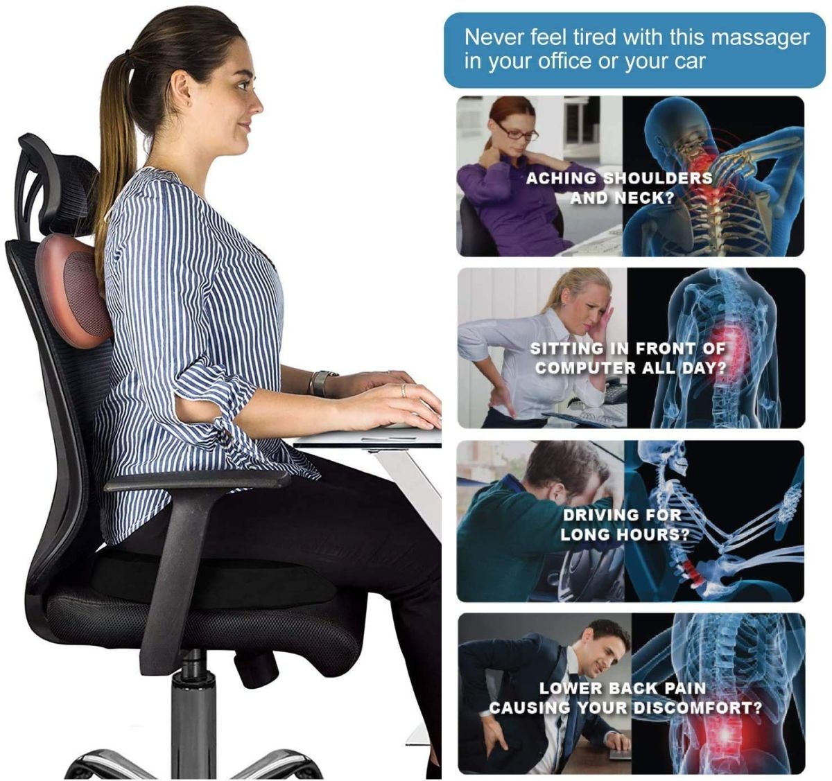 Car and Home Massage Pillow Electric Massager for Neck, Back, Shoulder, Waist, Muscle Pain Relief with Heat Function View Gallery - Pakistan