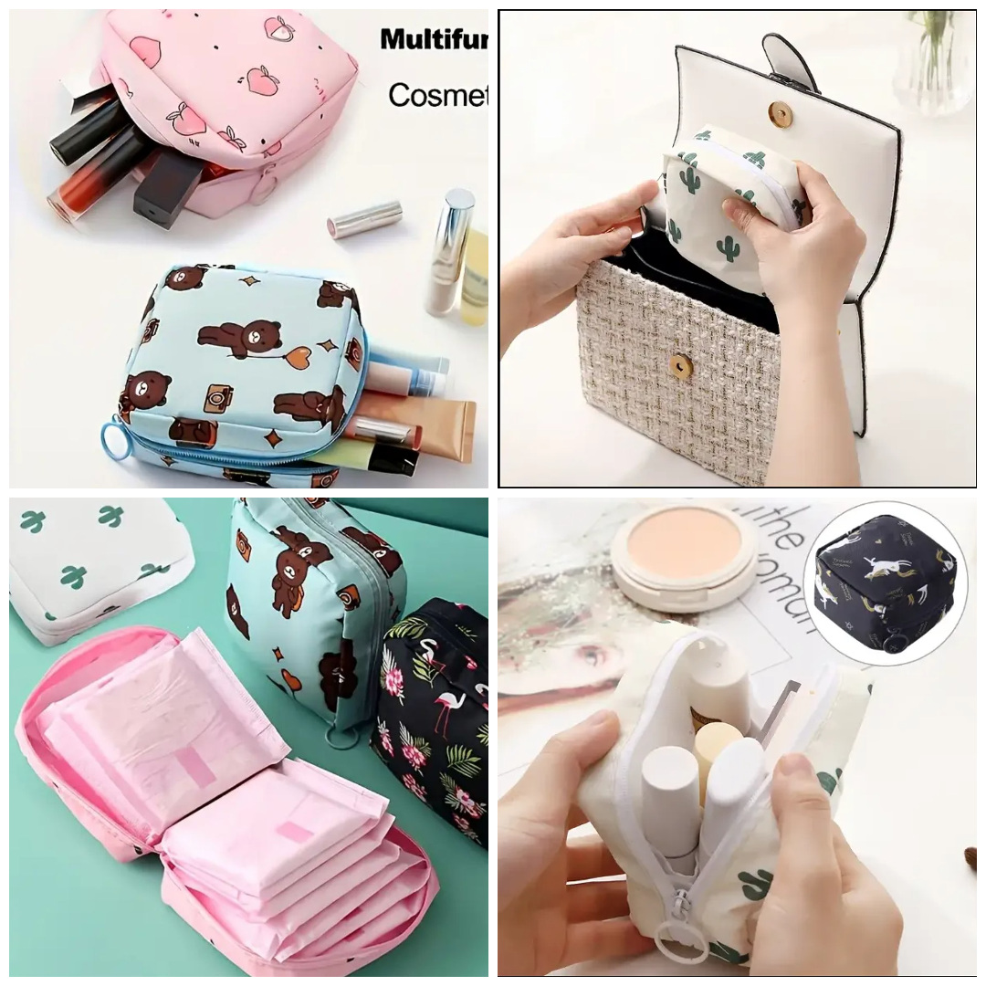 Women Portable Pouch Napkin Cosmetic Bags Organizer / Sanitary Pads Storage Bag / Ladies Makeup Bag Girls Hygiene Pad Bag (random Design &amp;amp; color)