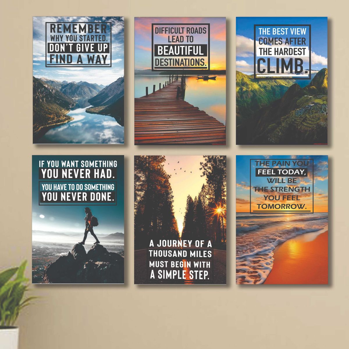 Set of 6 Wall Art Wooden Phototile Frames for Wall Decor