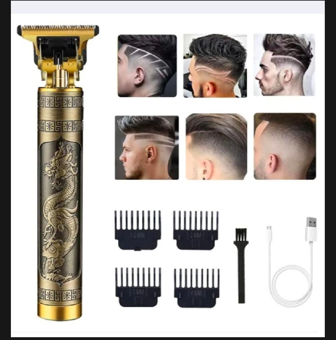 Metal Body - Vintage T9 Trimmer and Hair Clipper Cutting Machine For Men | Dragon Design | Golden Color Trimmer View Gallery - Pakistan