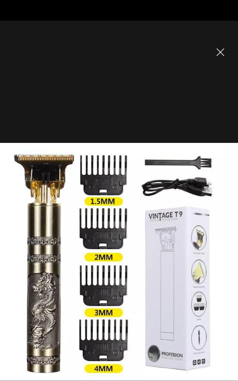 Metal Body - Vintage T9 Trimmer and Hair Clipper Cutting Machine For Men | Dragon Design | Golden Color Trimmer View Gallery - Pakistan