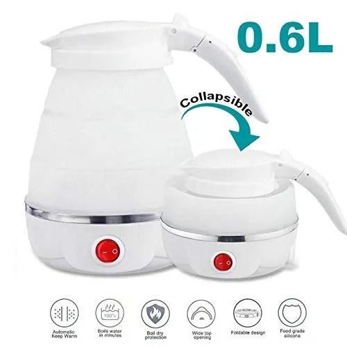 Fast Water Boiling 600 ml Portable Kettle Travel Kettle Foods Boils Quickly Silicone Small Collapsible Foldable Electric Sports Bottle ( Random Color ) View Gallery - Pakistan