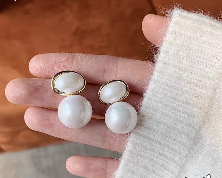 Oval Shape Marble Korean Style Earings For Women Girls Design Earring Jewelry (golden) View Gallery - Pakistan