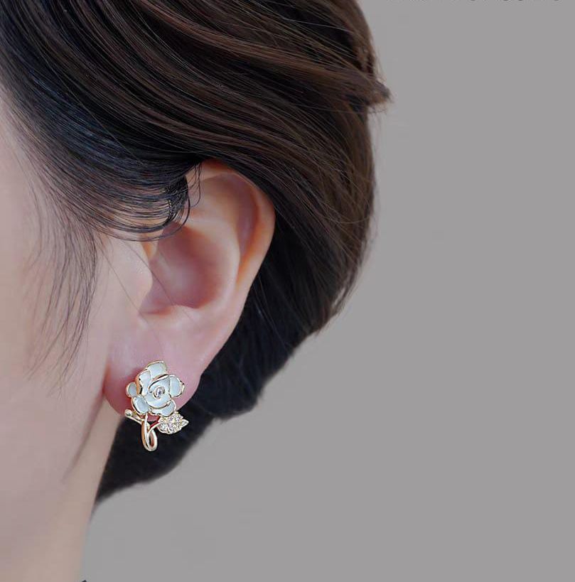 Flower Leaf Korean Zircon Earings For Women Girls Design Earring Jewelry