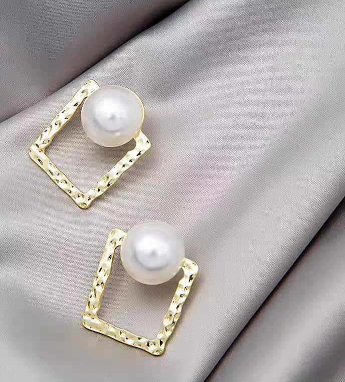 Korean Square Pearl Shape Earing | Ethnic wear | Casual wear for girls View Gallery - Pakistan
