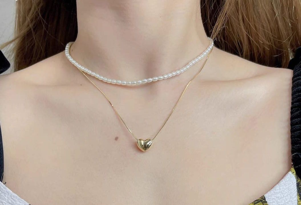 Elegant double Layer Heart pearl Pendent / Necklace Party Jewelry Gifts Accessories for Women View Gallery - Pakistan