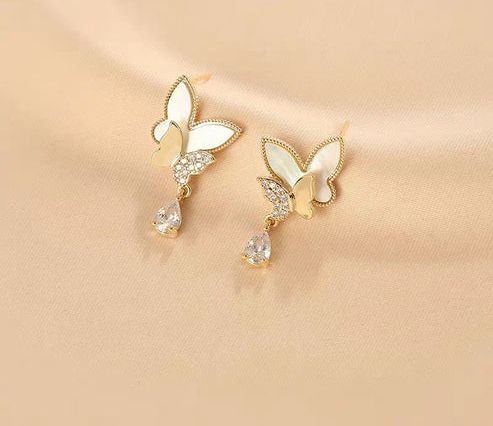 Double Butterfly Hanging Pearl Earings / Earrings Women's Earrings for Gift  / for girls View Gallery - Pakistan