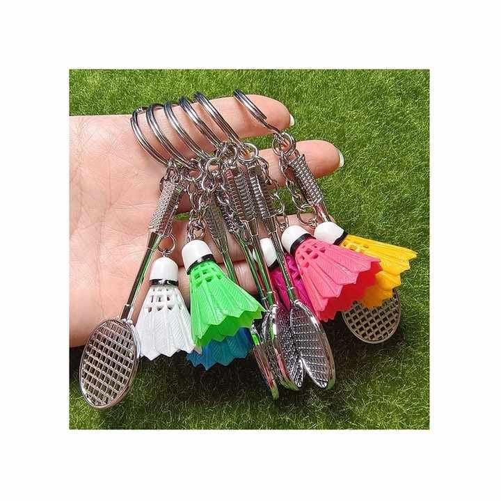 01 PCs Metal Badminton Racket &amp; Ball Keychain – Stylish Keyring Gift for Girls’ Bags &amp; Boys | Random Color Key-Chain View Gallery - Pakistan
