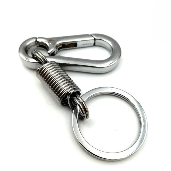 01 PCs Metallic Spring Hook Keychain – Strong Flexible Key Holder for Girls’ Bags &amp; Boys | Matt Chrome Finish | Key-Chain View Gallery - Pakistan