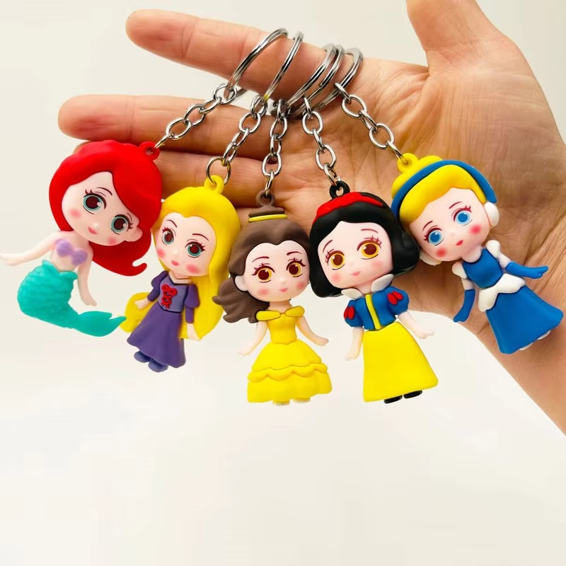 01 PCs Disney Princess Anime Figure Key-Chain – Cute Soft Rubber Bag Accessory | Random Design &amp;amp; Color | Kids Gift - Keychain ( Random Color )