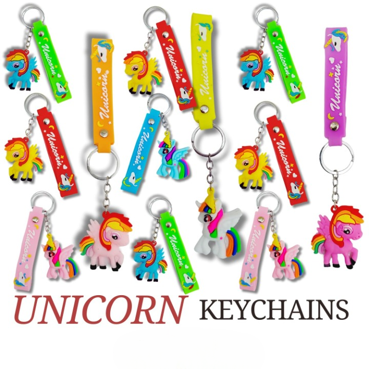 01 PCs IncyWincy Unicorn Keychain for Kids | Cute Keyrings for Girls | Birthday Return Gift Bulk Pack | Keyrings for Backpacks ( Random Color )