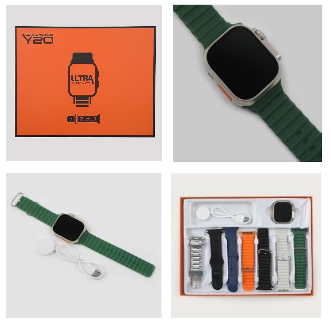 Y20 Ultra Sports Version Smart Watch | Smart Watch For Boys | Smart Watch For Men - Digital Watch | 7 + 1 Strap Smart Watch - Random Color
