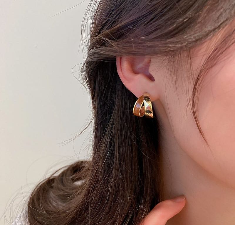 Elegant Dual Colour Korean Gold Plated Earings | Casual wear Fashion Trendy Jewelry View Gallery - Pakistan