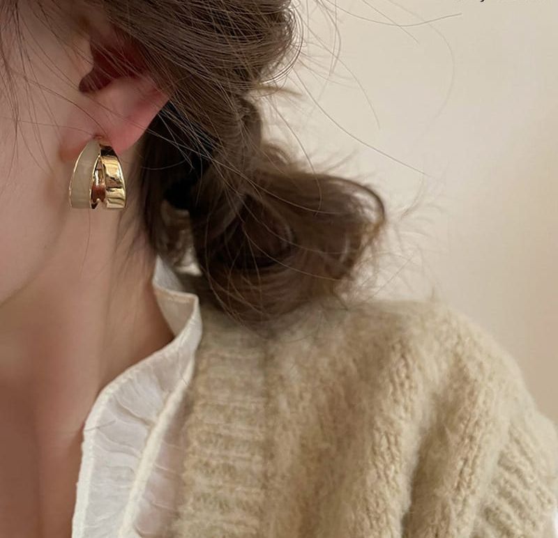 Elegant Dual Colour Korean Gold Plated Earings | Casual wear Fashion Trendy Jewelry View Gallery - Pakistan