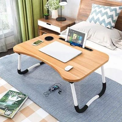 Wooden Laptop Table - Laptop Stand - Floor Table - Laptop table - Drawing Desk - Bed Tray Table Fold-able - Table Notebook Stand Reading Holder - Study Table - Portable Desk - Random Color