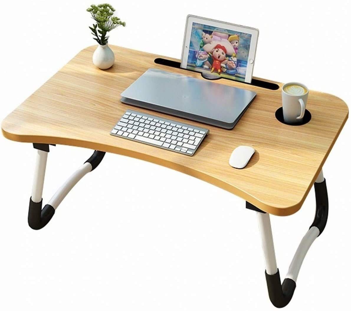 Wooden Laptop Table - Laptop Stand - Floor Table - Laptop table - Drawing Desk - Bed Tray Table Fold-able - Table Notebook Stand Reading Holder - Study Table - Portable Desk - Random Color View Gallery - Pakistan