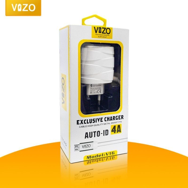 Vizo V16-Type-C – 4A Smart Fast Charger (3 USB Ports + Built-in Type-C Cable) | Best Quality Type-C Charger For Android - Mobile Phone Charger - Android Charger View Gallery - Pakistan