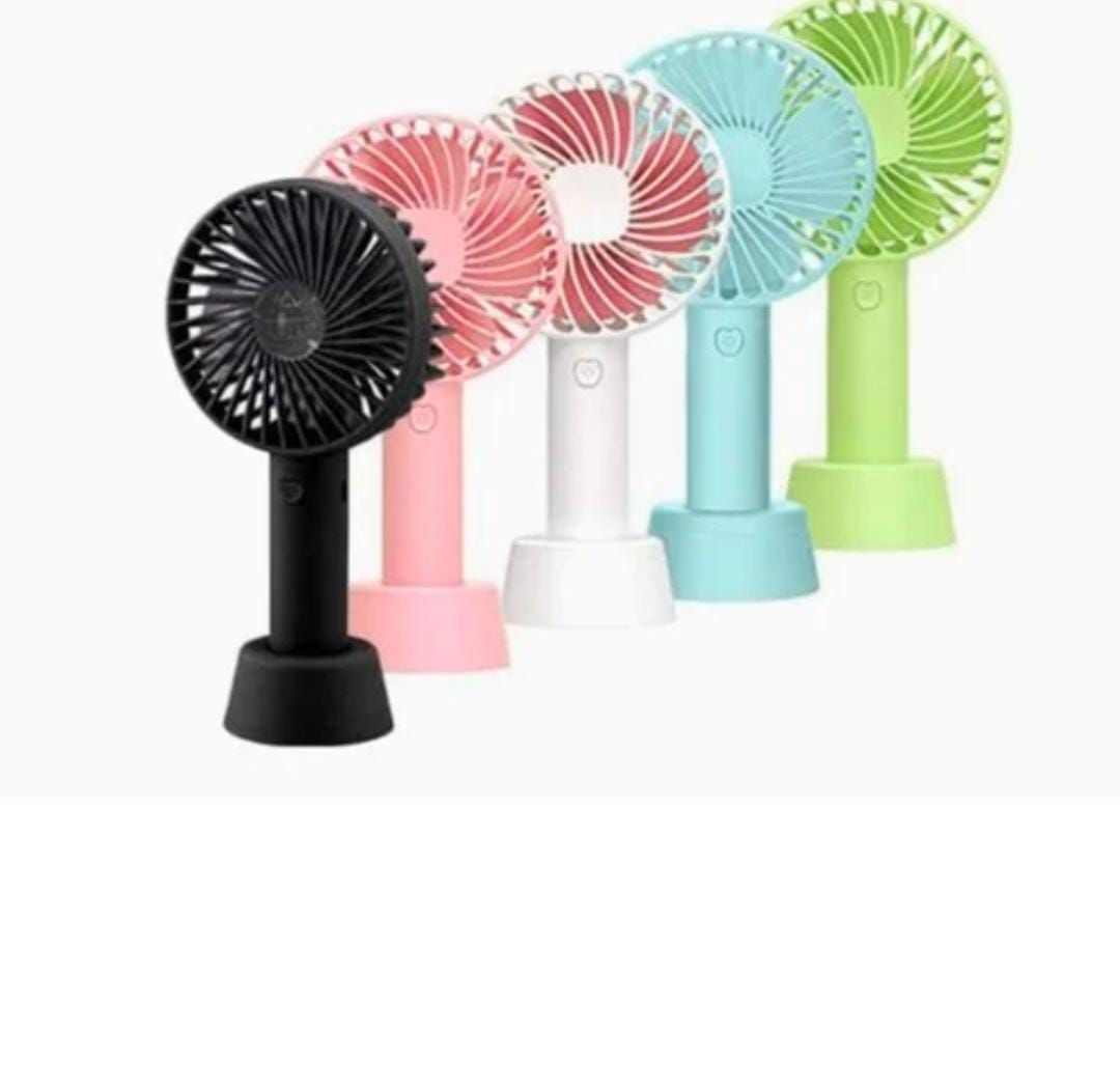 Portable USB Rechargeable Fan | Handheld 3 Speed Strong Wind Electric Small Mini Cooling Fan (random color) View Gallery - Pakistan