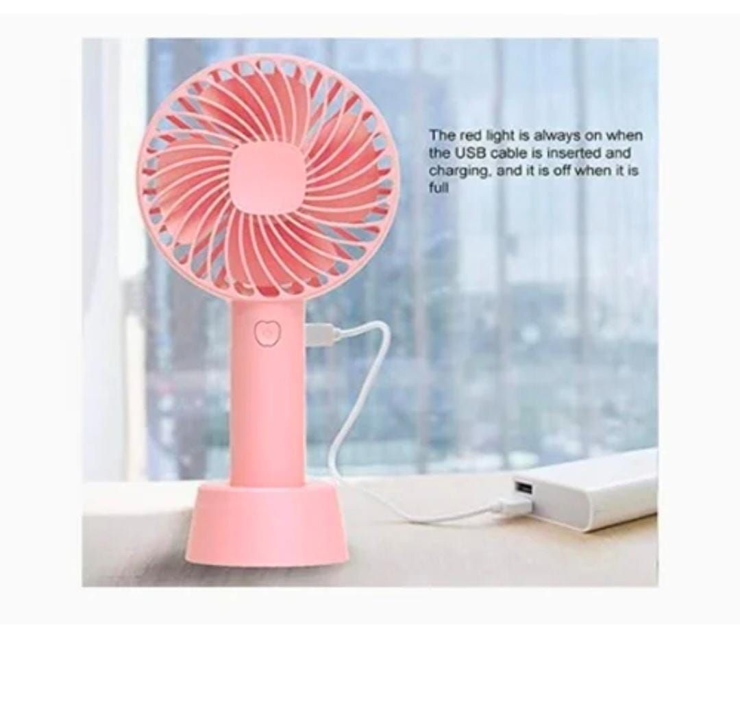 Portable USB Rechargeable Fan | Handheld 3 Speed Strong Wind Electric Small Mini Cooling Fan (random color) View Gallery - Pakistan