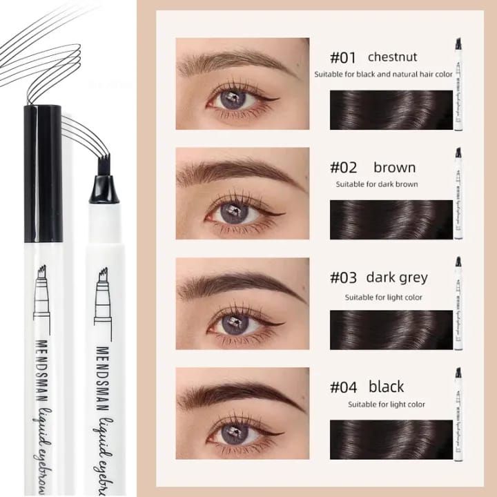 4 Tip Waterproof Eyebrow Pen | Waterproof Tattoo Tint Fine Sketch Liquid Eyebrow Pencil | Createsur Natal Makeup Effect View Gallery - Pakistan