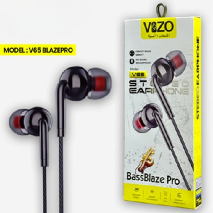 V65 Blaze Pro – Wired Stereo Earphones | Best Quality Hand Free | Hands-Free For Mobile Phone | Headphone - Earphones View Gallery - Pakistan