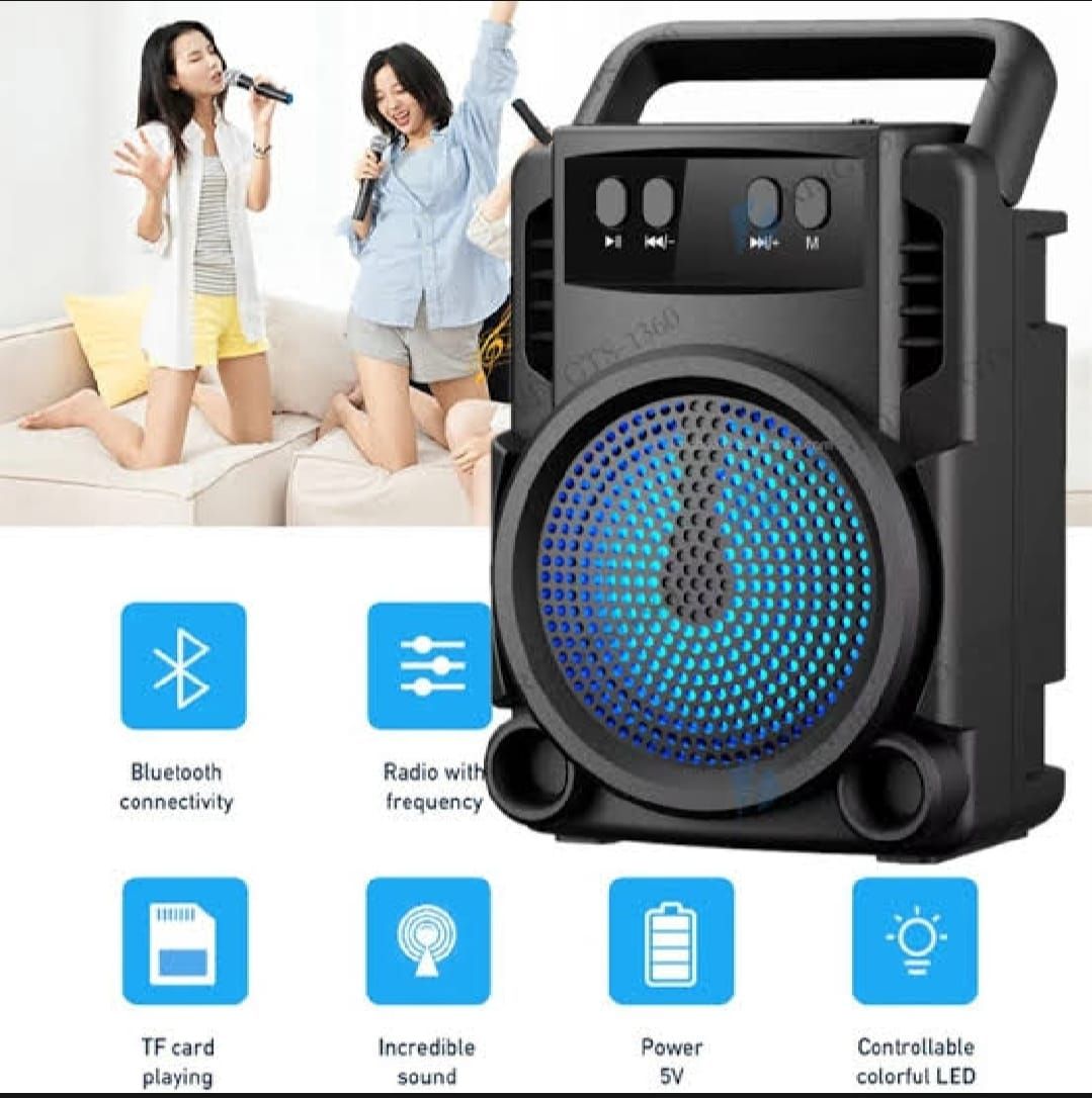 GTS 1360 Portable Rechargeable Mini Wireless Bluetooth Speaker With FM Radio USB &amp; SD Card Supported Super Loud Stereo Sound Mini BT Speaker View Gallery - Pakistan