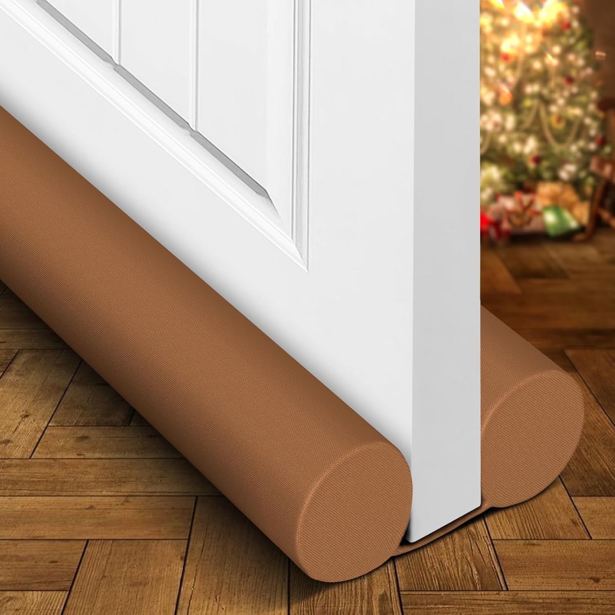 Two-Sided Door Draft Stopper (Pack of 4) Weather Stripping Window Breeze Blocker Adjustable Door Sweeps, Dark Brown (38 inches)