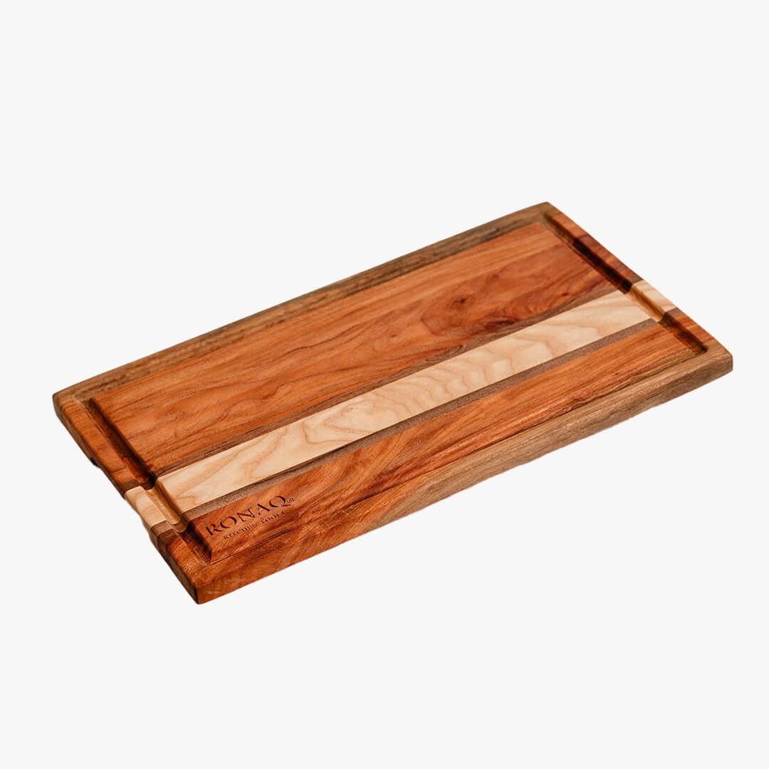 Oak Walnut Neem Stripes Edge-Grain Cutting Board