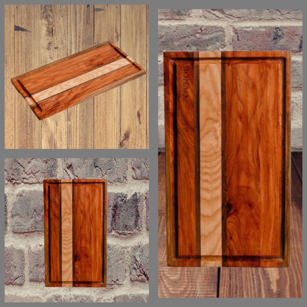 Oak Walnut Neem Stripes Edge-Grain Cutting Board View Gallery - Pakistan