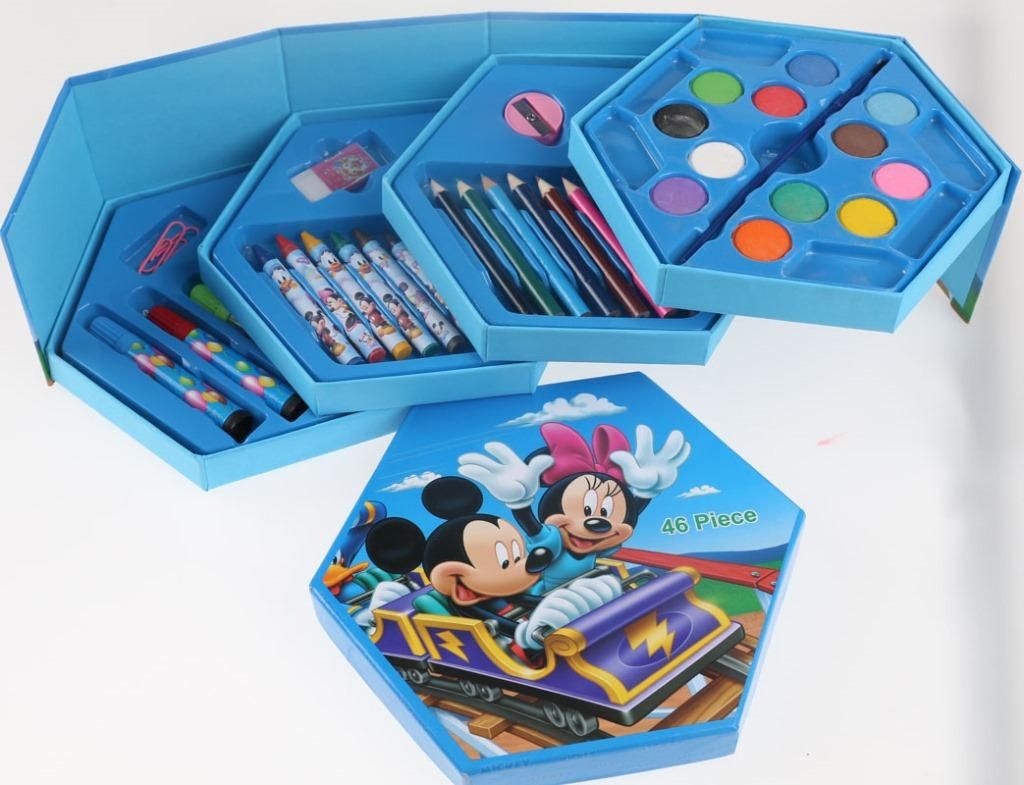 46 Pcs Painting colour kit for kids, fun Disney/Cartoon character art set(random design color)