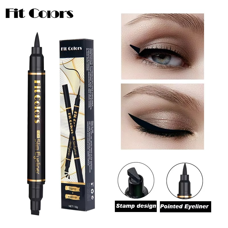 2 in 1 Winged Stamp Liquid Eyeliner Pencil Waterproof Fast Dry Lasting Black Eye Liner Pen | 2 in 1 Fit Colors Eyeliner For Girls | Eyeliner Pen 