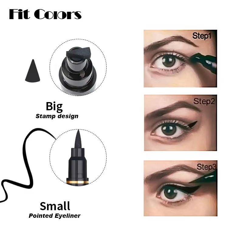 2 in 1 Winged Stamp Liquid Eyeliner Pencil Waterproof Fast Dry Lasting Black Eye Liner Pen | 2 in 1 Fit Colors Eyeliner For Girls | Eyeliner Pen  View Gallery - Pakistan