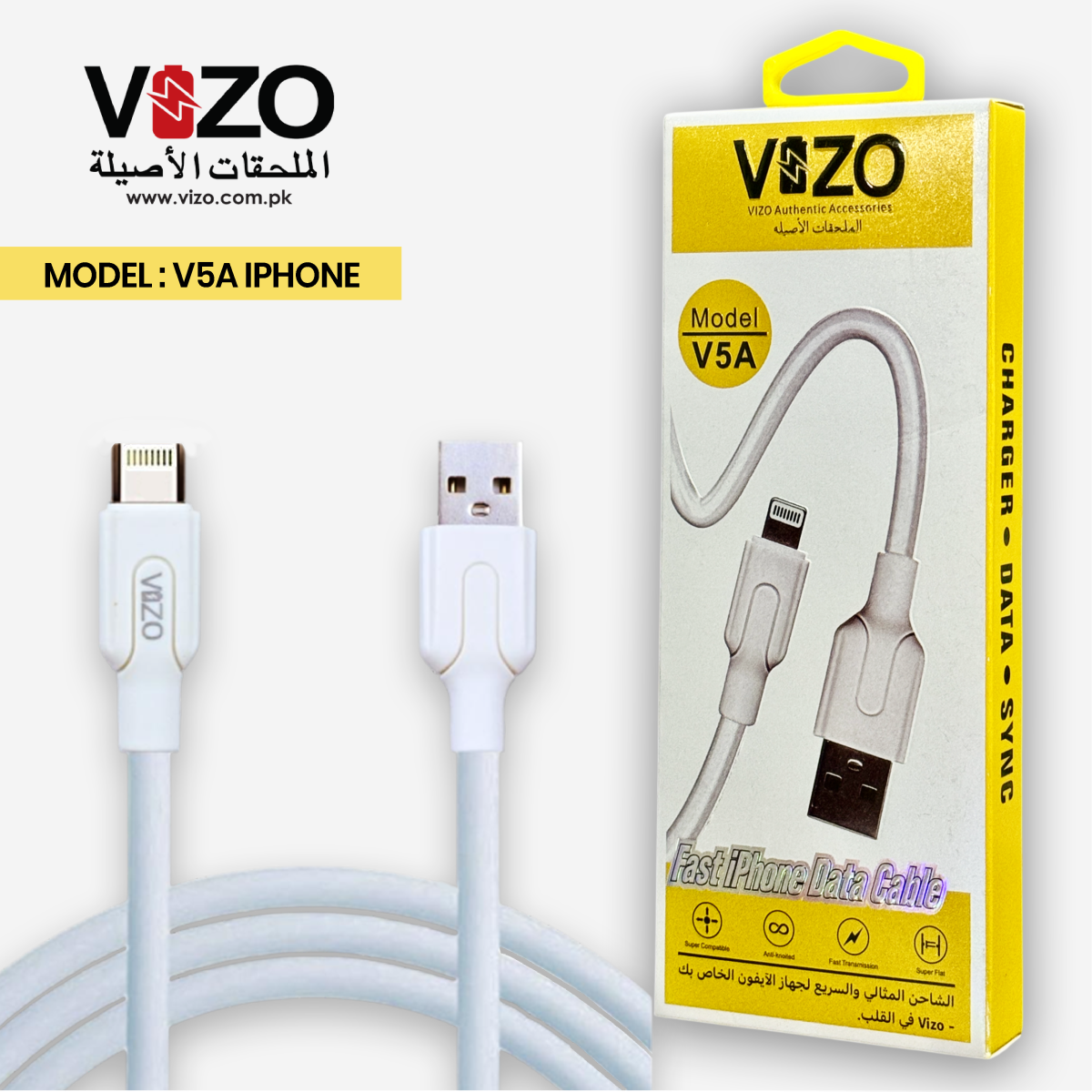 V5A iPhone Lightning Cable | Best Quality Cable For iphone | iPhone Charging Cable - iPhone Charging Pin  View Gallery - Pakistan