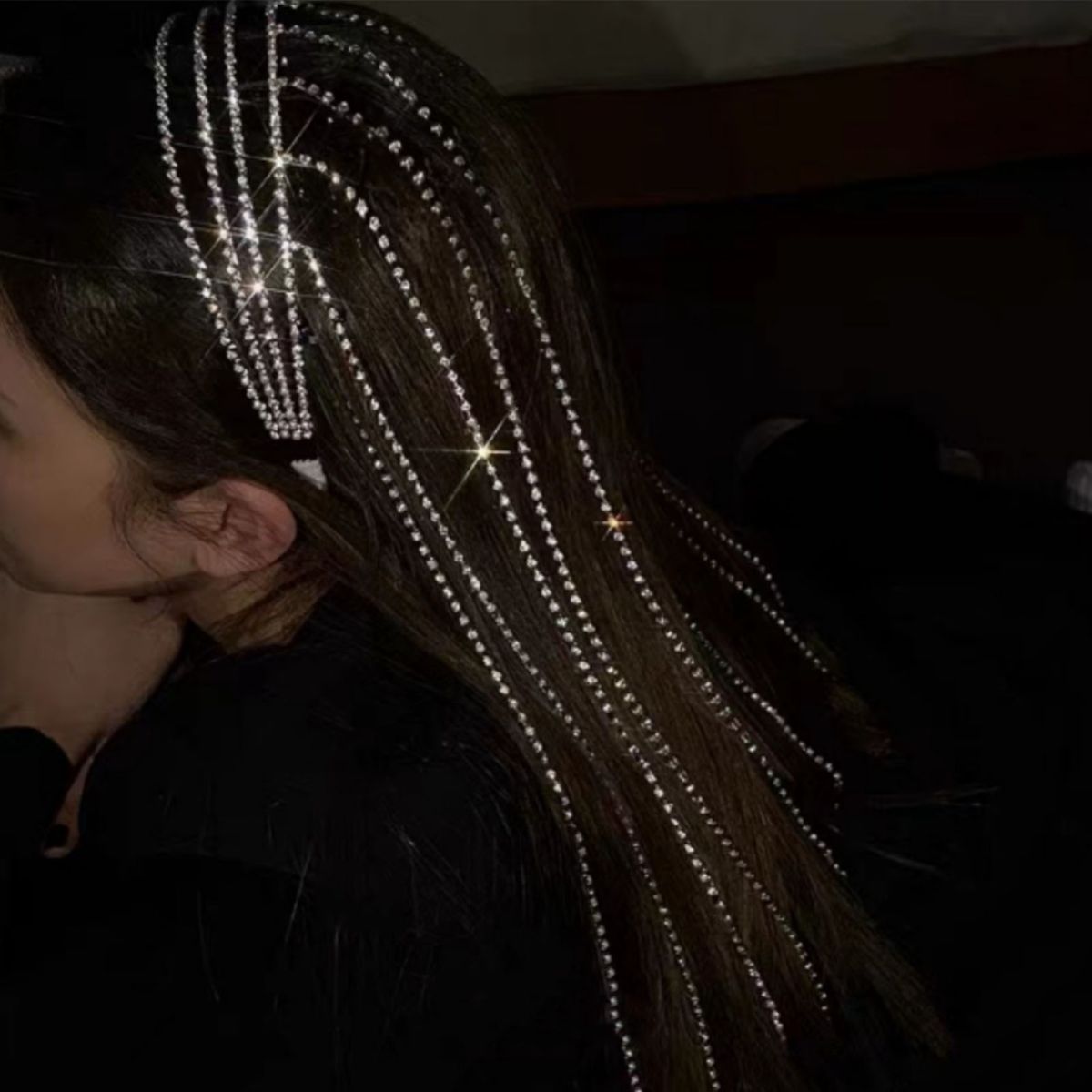Full Rhinestone Long Tassel Headband For Women Multilayer Flashing Crystal Hairband Party Hair Accessories View Gallery - Pakistan