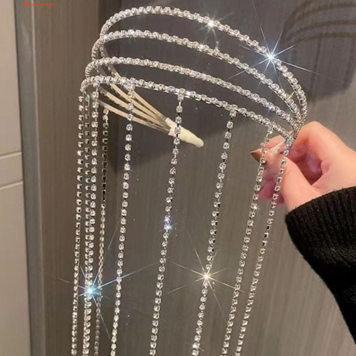 Full Rhinestone Long Tassel Headband For Women Multilayer Flashing Crystal Hairband Party Hair Accessories View Gallery - Pakistan