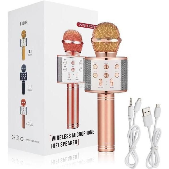 Bluetooth Microphone Karaoke Wireless Microphone Professional Speaker Handheld Microfone Player Singing Recorder Mic WS-858 KTV Microphone and Hifi Speaker