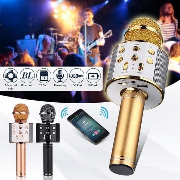 Bluetooth Microphone Karaoke Wireless Microphone Professional Speaker Handheld Microfone Player Singing Recorder Mic WS-858 KTV Microphone and Hifi Speaker View Gallery - Pakistan