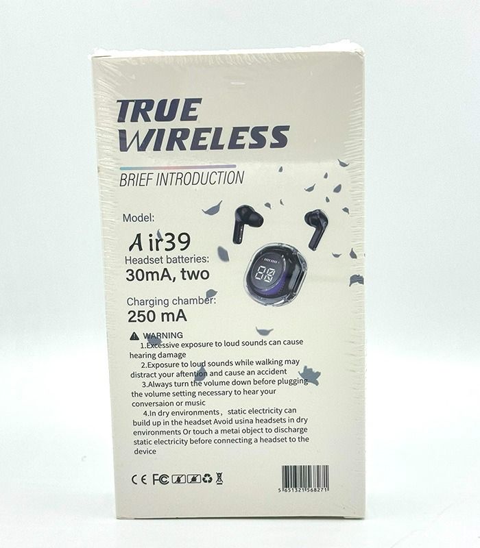 Air39 Wireless Earbuds | Bluetooth 5.3 | Clear Sound | Heavy Bass | Noise Reduction |  LED Display - Random Color View Gallery - Pakistan