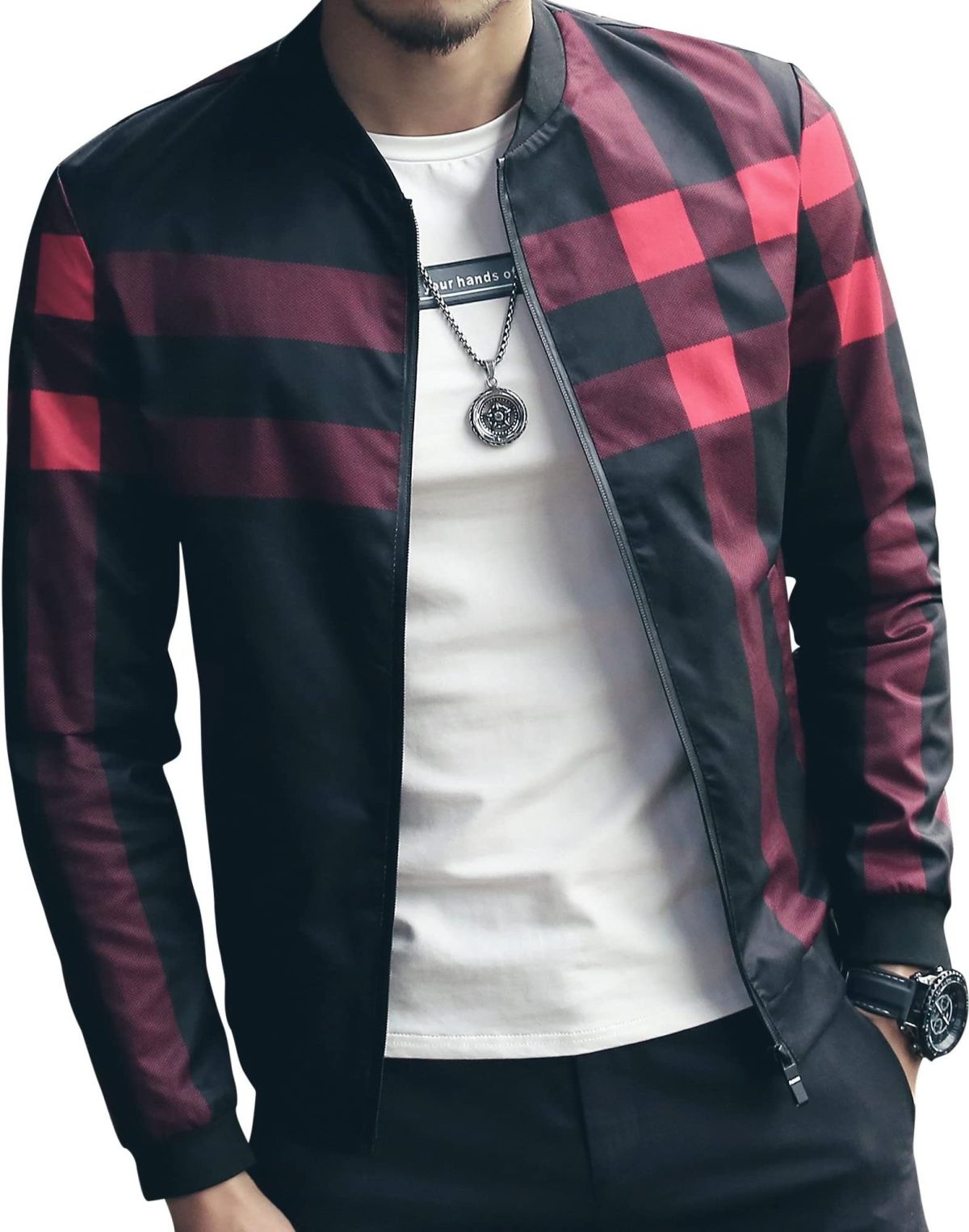 Men's Stylish Zipper Jacket with Contrast Checked Zipper | Jacket For Men's &amp;amp; Boys | Stylish Jacket For Formal &amp;amp; Casual Wear | Checked Design Jacket