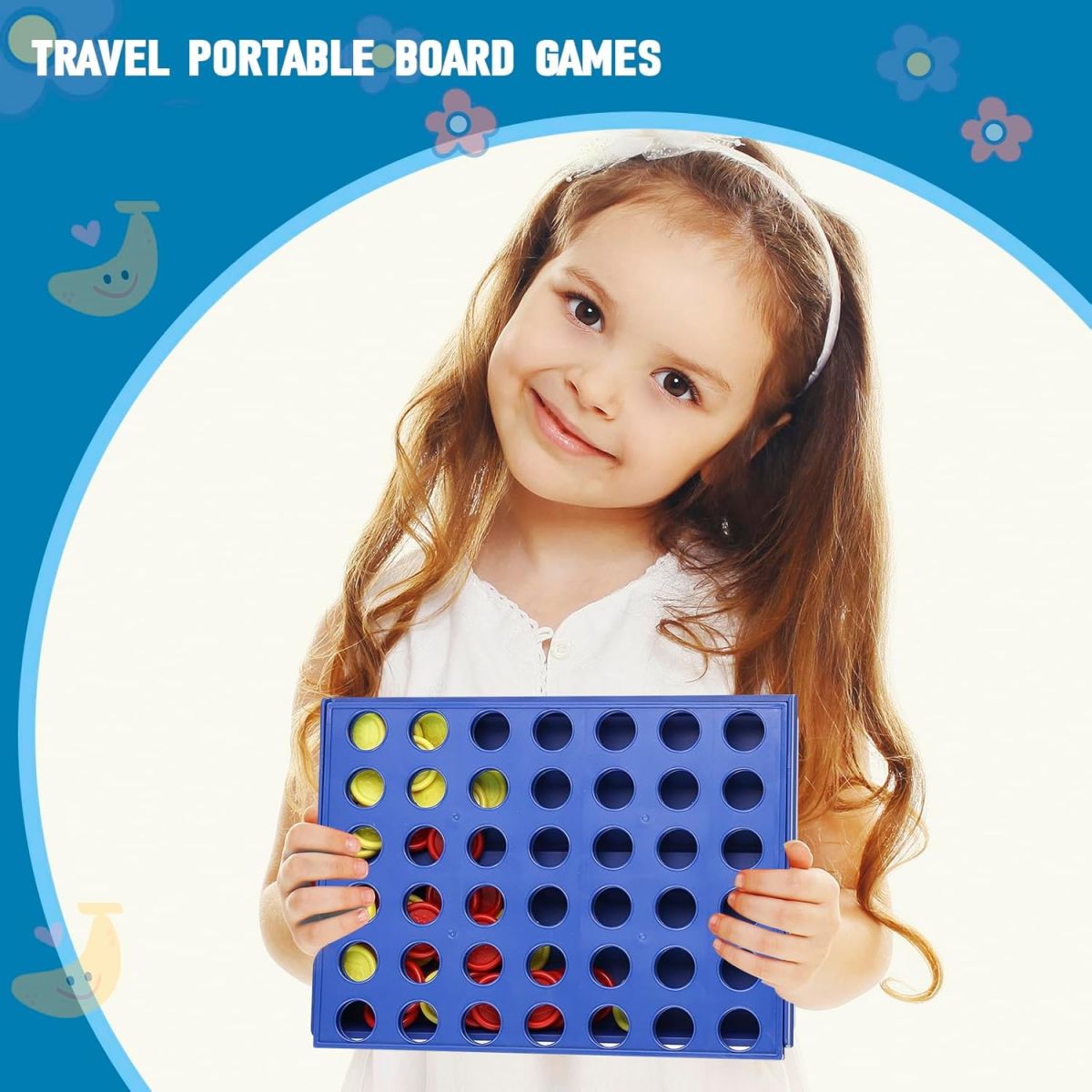 4 IN A ROW Board Game for Kids / Travel Board Game / Board Games Indoor &amp; Outdoor, Perfect as a Party Game (random color ) View Gallery - Pakistan