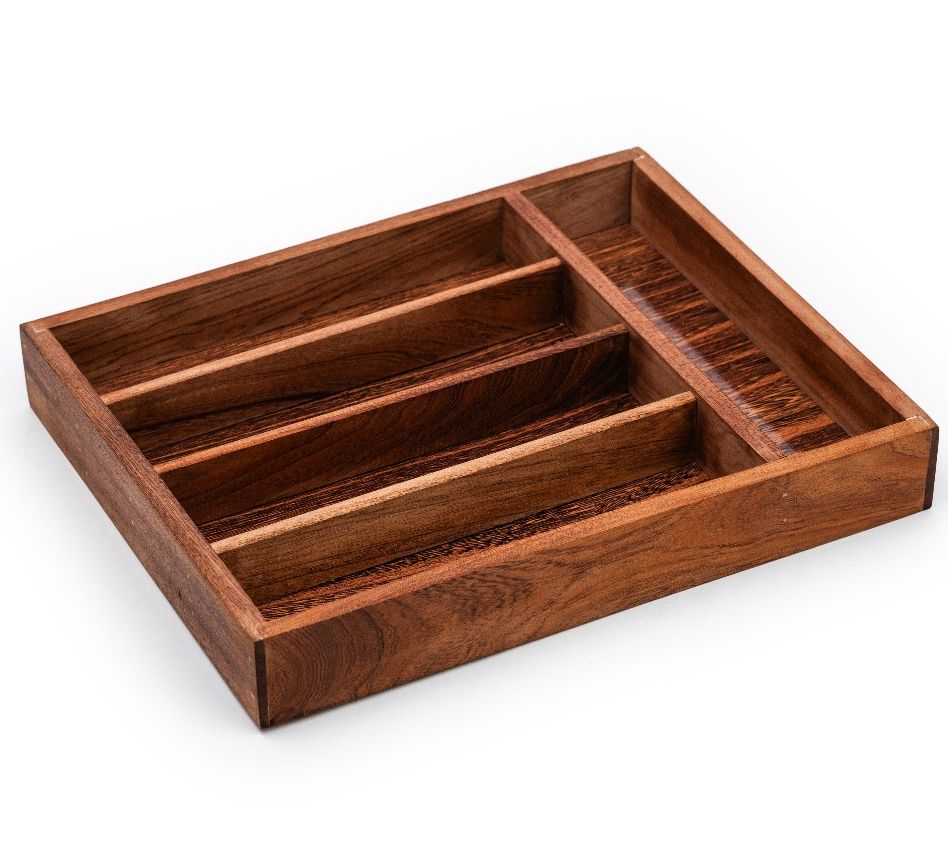Wood Utensil Holder &amp;amp; Flatware Organizer Tray for Dining and Kitchen Use | Wooden CUTLERY REST WOOD | Wooden Cutlery Rest Tray