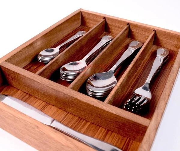 Wood Utensil Holder &amp; Flatware Organizer Tray for Dining and Kitchen Use | Wooden CUTLERY REST WOOD | Wooden Cutlery Rest Tray View Gallery - Pakistan