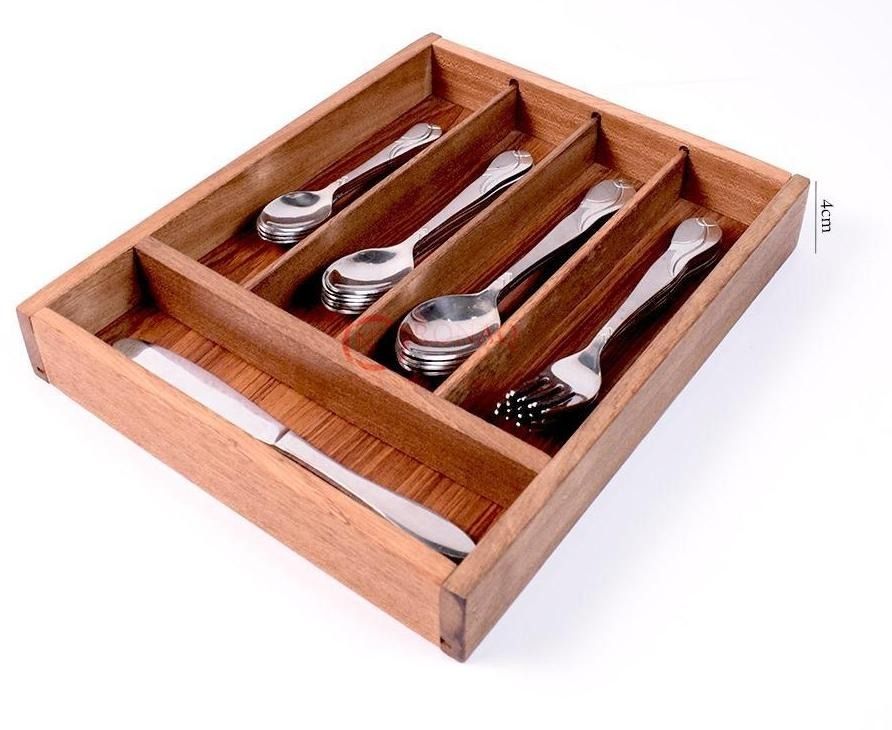 Wood Utensil Holder &amp; Flatware Organizer Tray for Dining and Kitchen Use | Wooden CUTLERY REST WOOD | Wooden Cutlery Rest Tray View Gallery - Pakistan