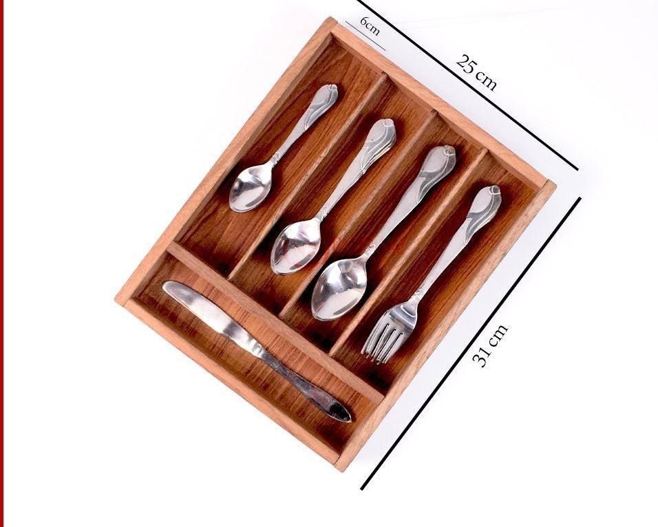 Wood Utensil Holder &amp; Flatware Organizer Tray for Dining and Kitchen Use | Wooden CUTLERY REST WOOD | Wooden Cutlery Rest Tray View Gallery - Pakistan