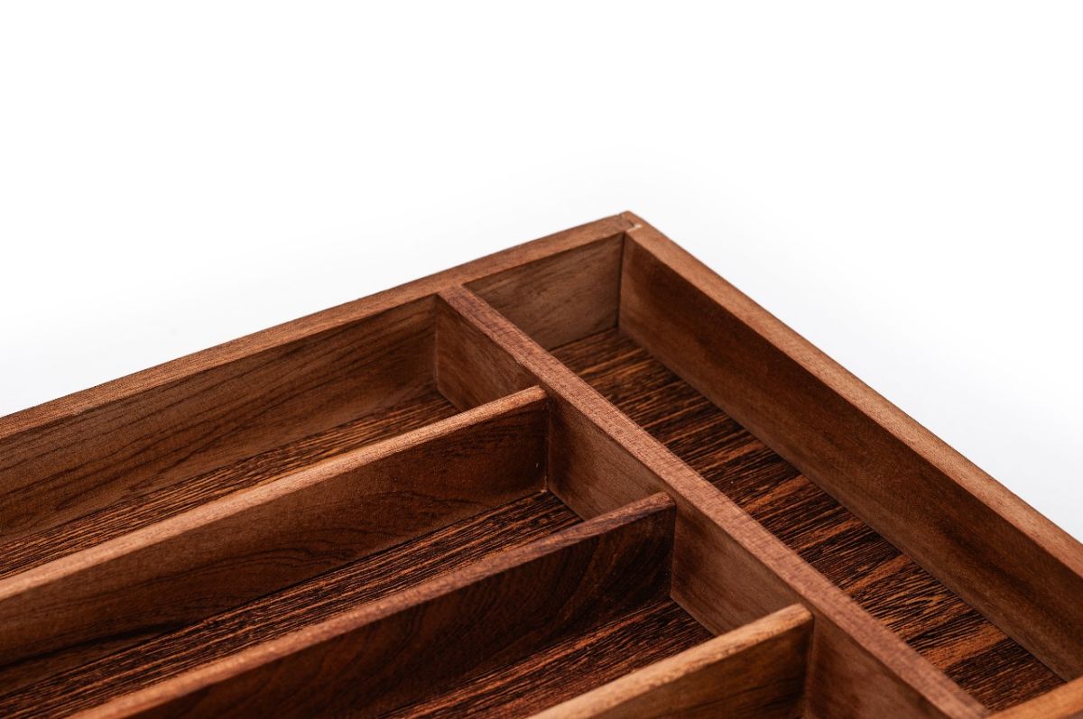 Wood Utensil Holder &amp; Flatware Organizer Tray for Dining and Kitchen Use | Wooden CUTLERY REST WOOD | Wooden Cutlery Rest Tray View Gallery - Pakistan